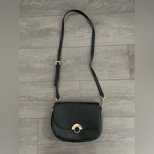 Elegant Black Leather Shoulder Bag crossbody handbag Tommy Hilfiger tote